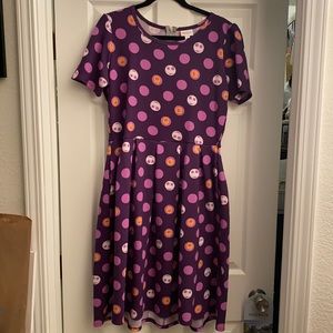 Lularoe Disney Nightmare Before Christmas XL like new purple Amelia dress